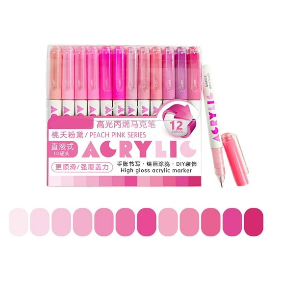 Giaone 12pcs Plastic Acrylic Paint Pen Glowing Pigment for Low Light Surfaces Decorating