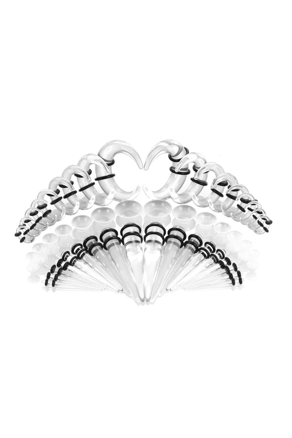 14G-00G Ear Expander Kit Acrylic Tapers Plugs Acrylic Cone Silicone Tunnels