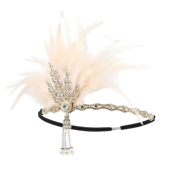 Giaone 1920s Flapper Headpiece Flexible Elastic Band Rhinestones Hairband For Parties
