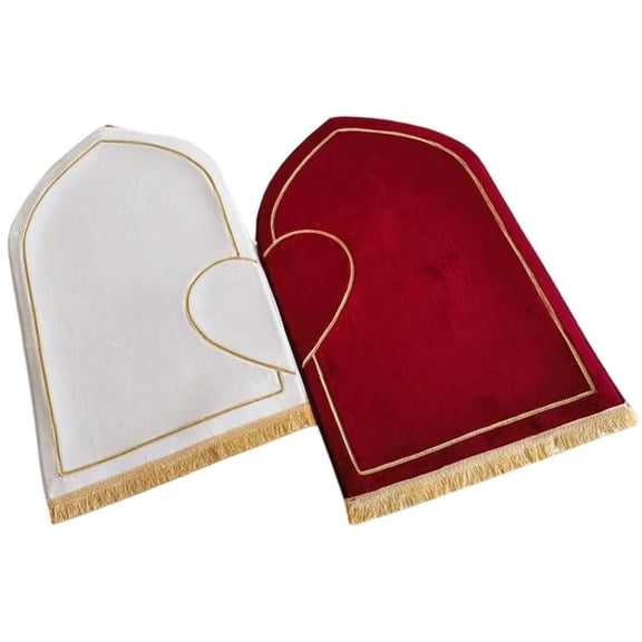 Giaone 2Pcs Half Heart Pattern Thick Flannel Muslims Mats Couple Rugs Set Islamics Worship Carpets Home Decors