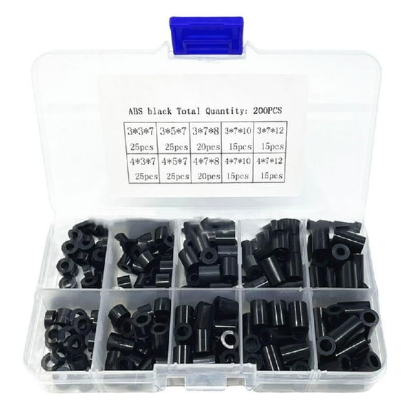 Giaone 200Pcs Nylon Round Spacer Plastic Spacers Assortment Set with Storage Box