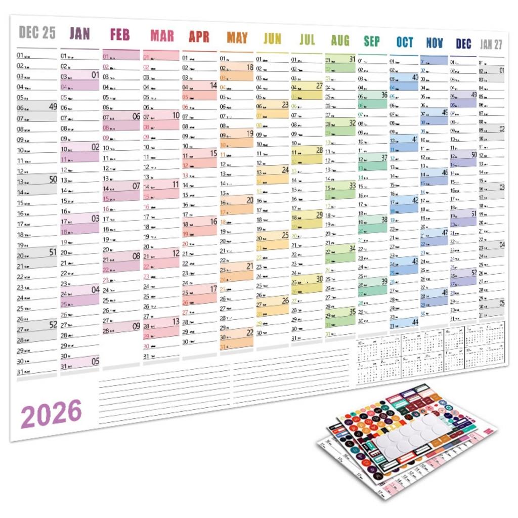 Giaone 2026 Oversized Family Calendar Features Holiday Highlight Goal ...