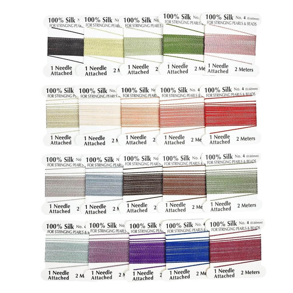 Giaone 20pcs 100% Silk Bead Cord Multicolor Needle End Silk Cord for Jewelry Beading