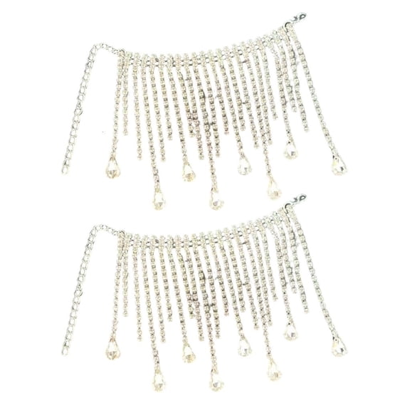 Giaone 2Pcs Sparkly Rhinestones Metal Chain with Fringes for Wine Bottle Veil Party Decorations
