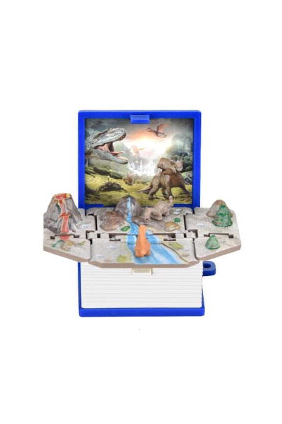 3D Pop-Up Book Keychain Dinosaur Toy Novelty Dinosaur World Scene Keychain