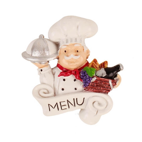 Giaone 3D Resin Chef Fridge Magnet Italian French Chef Figurine Statue Refrigerator Magnets Home Kitchen Restaurant Decor