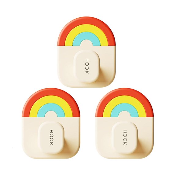 Giaone 3Pcs Space Saving Wall Hooks Rainbow Adhesive Hooks For Home Wall Hangers
