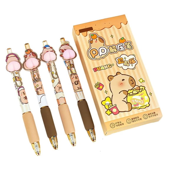 Giaone 4 Pcs 0.5mm Neutral Pen Capybara Gel Ink Pen Cartoon Panda Stationery Pen