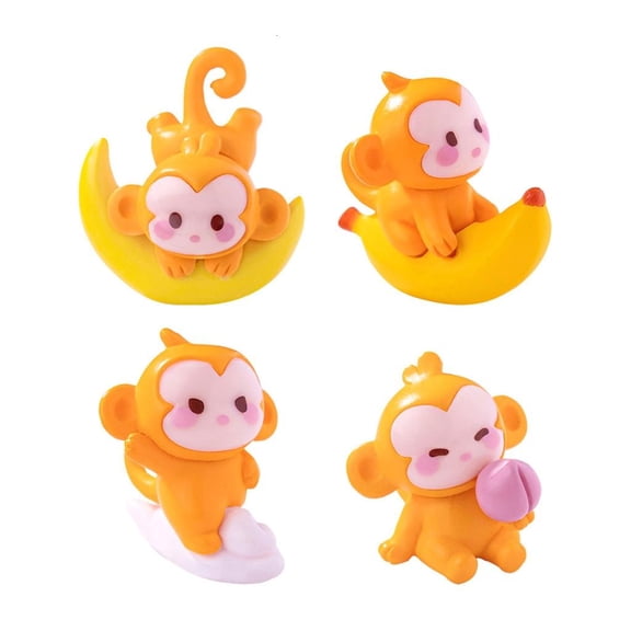 Giaone 4Pcs Monkey and Moon Resins Miniature Statue Holiday Present Fun Enhancement