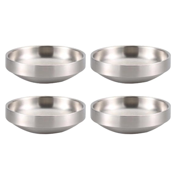 Giaone 4Pcs Sauce Bowl Round Seasoning Dishes Double Layer Round Kimchi Plate
