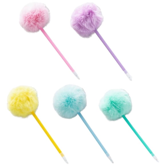 Giaone 5Pcs Pom Ballpoint Pen Funny Writing Tool 1.0mm Refillable for Student