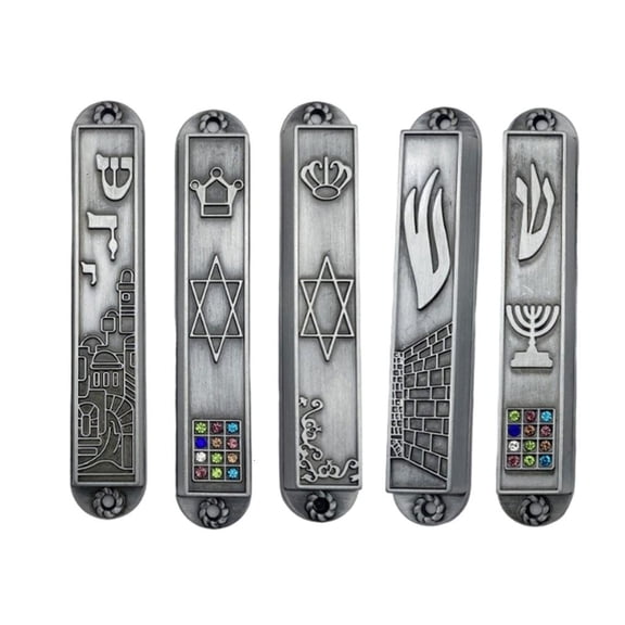 Giaone 5pcs Mezuzah Decorative Case Jewish Metal House Door Religious Mezuza Blessing