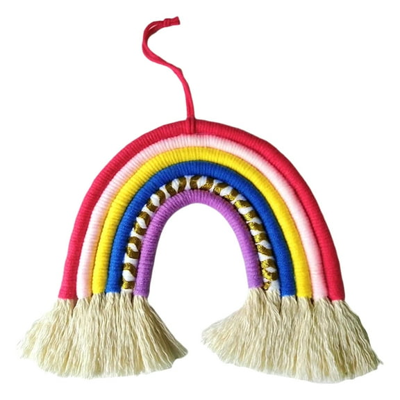 Giaone 6 Lines Macrame Tapestry Rainbow Wall Hanging Ornaments Hand-woven Nursery Decor