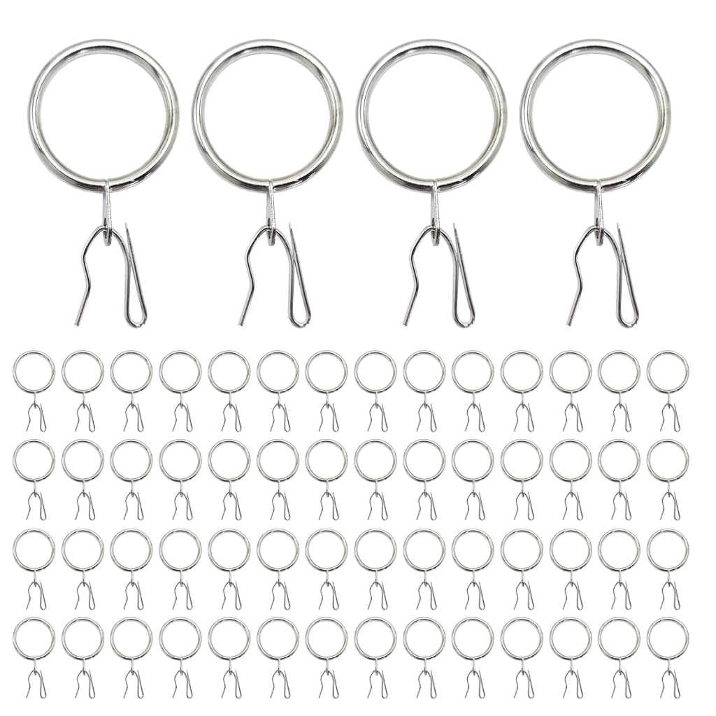 100-Piece Metal Curtain Ring Set With Pin Hooks – 1.18" Inner Diameter, Black Finish | For Hanging Drapes, Shower Curtains