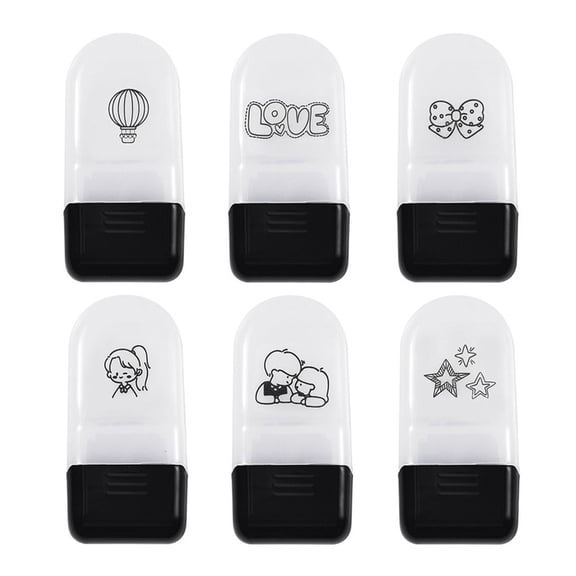 Giaone 6Pcs Cartoon Roller Stamp For Card Making Scrapbooking School Craft Project