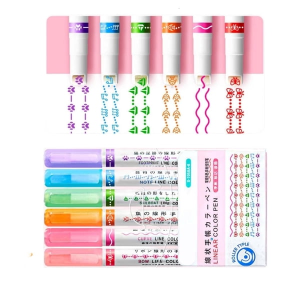 Giaone 6Pieces Curves Highlighters Leakproof Ink Pens For Note Taking Hand Lettering