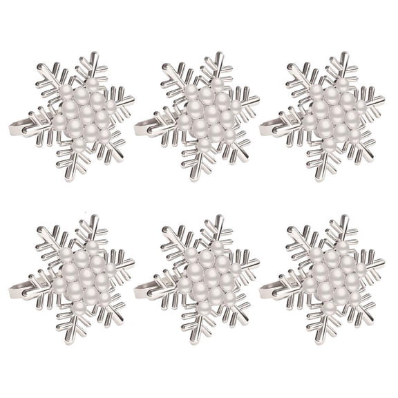 Giaone Pack of 6 Napkin Rings Pearls/Diamond Napkins Holder Snowflake Napkin Buckles