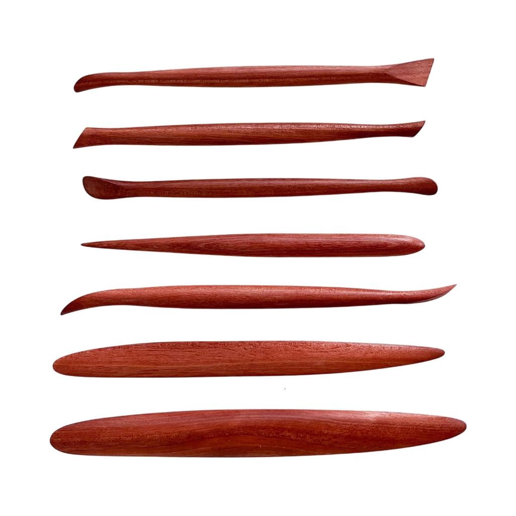 Giaone 7Pcs Professional Pottery Sculpting Tool Wooden Clay Modeling Tool Set For Ceramic Clay Carving Engraving Polishing