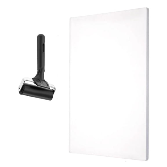 Giaone 8.07x8.07Inch Gel Printing Board And Rubber Roller Set For Screen Printing Printmaking Stamping on Paper Fabric Wood