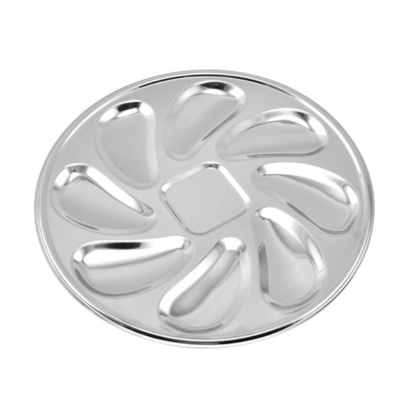 Giaone Functional Round Serving Dish Stainless Steel Oysters Plate for Shellfish