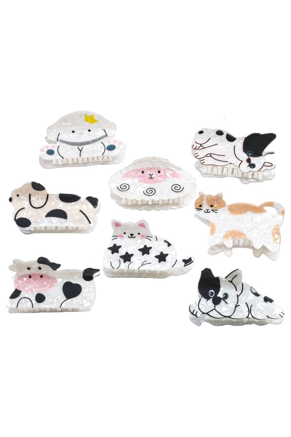 8Pieces Lovely Theme Hair Claws Clip Nonslip Hair Holder Jaw Clip for Active and Daily Styling Need