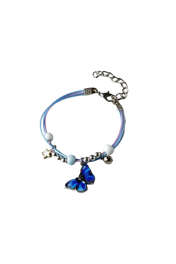 Stylish Alloy Butterfly Beaded Anklet Bracelet Colorful Rope for All Ages