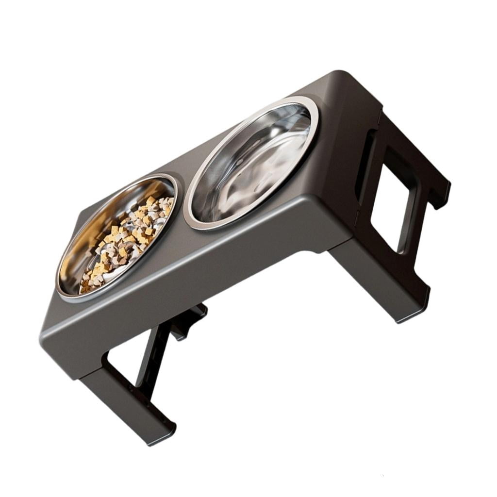 Giaone Adjustable Elevated Dog Feeder With Slow Feeder Bowl And Stainless Steel Dishes