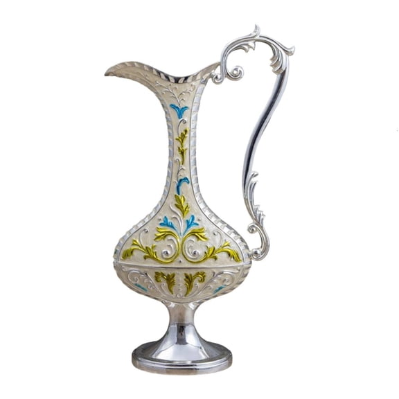 Giaone Antique Engraved Metal Vase With Handle European For Floral Arrangements And Table Centerpieces