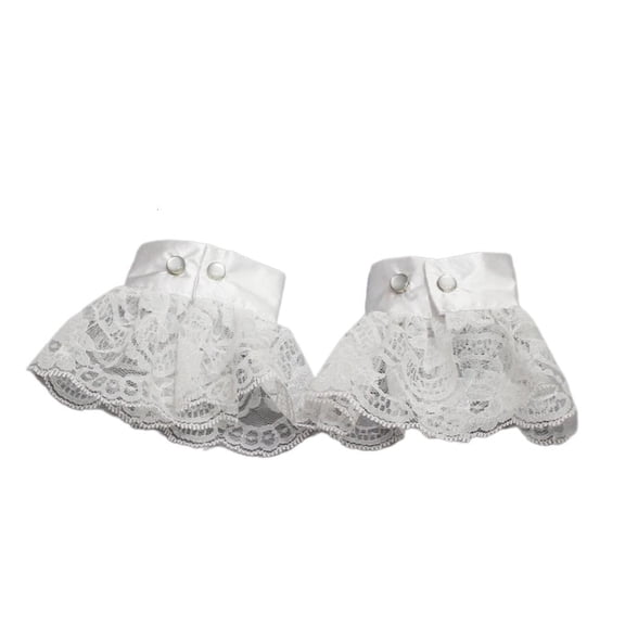 Giaone Aulic Women Jabots Collar Wrist Cuffs Ruffle Collar with Self Tie Neck Belt