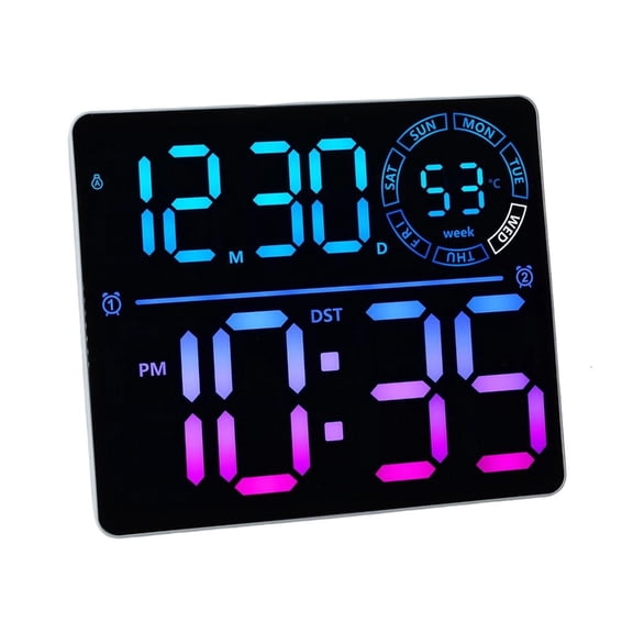 Giaone Auto Changing Color LED Digital Alarm Clock With Date Display For Desktop Wall Mount