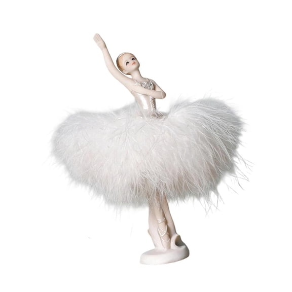 Giaone Ballerinas Figurines Tabletop Decorations Resin Ballet Dancer Statue Sculpture with Feathered Dress Table Ornament