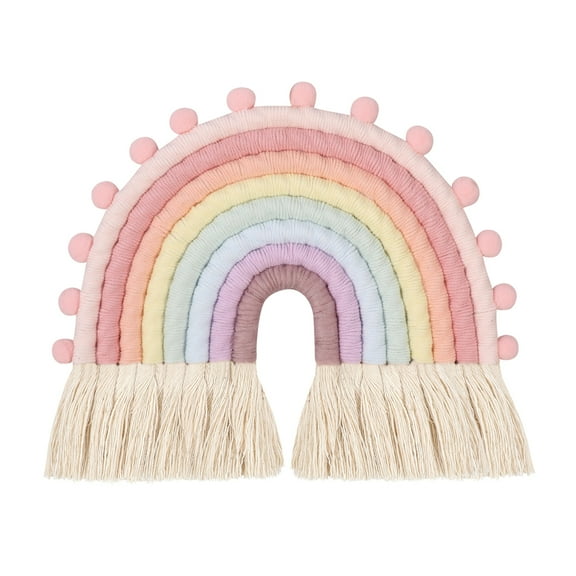 Giaone Boho Decor Macrame Rainbow Wall Hanging for Baby Girls Kids Nursery Rooms Gift