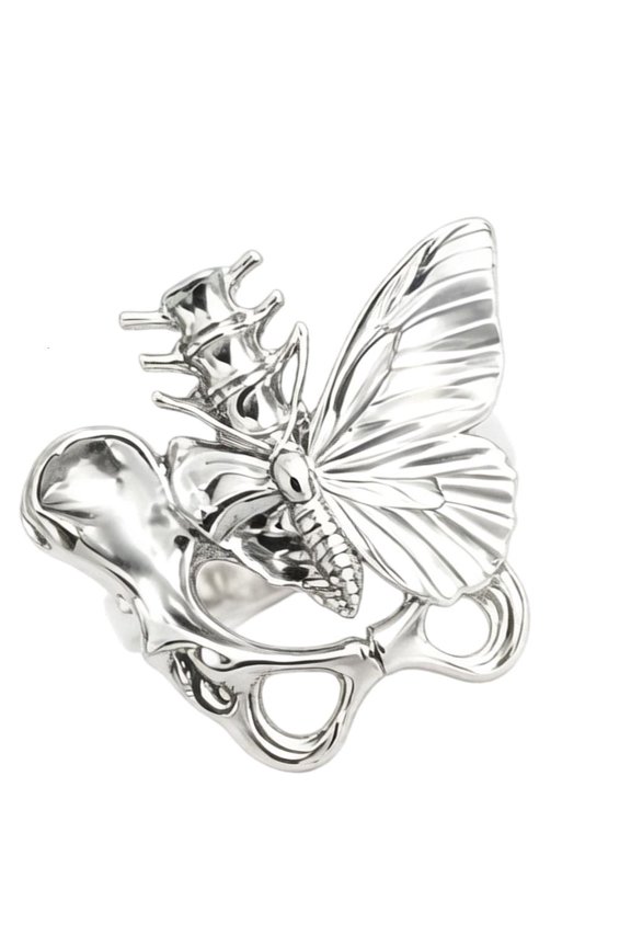 Butterfly Spine Bone Rings Geometric Dating Rings Finger Jewelry Alloy Texture Suitable for Everyday Use and