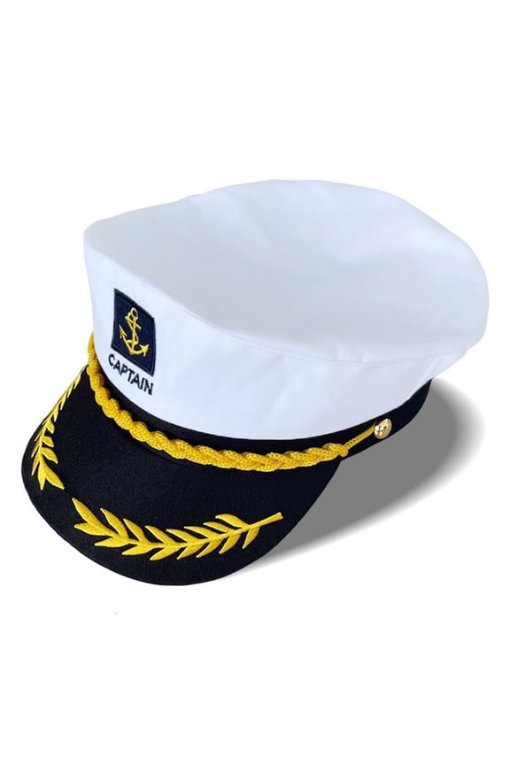 Captain Costume Hat Adjustable Cap Navy Marine Admiral For Boy Girl (White)