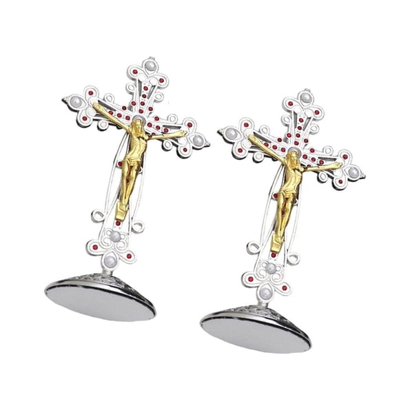 Giaone Catholic Crucifix with Base Standing Crosses for Home Office Church Decors