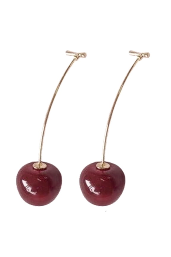 Long Cherry Pendant Earrings Fashionable Sweet Dangle Jewelry for Women