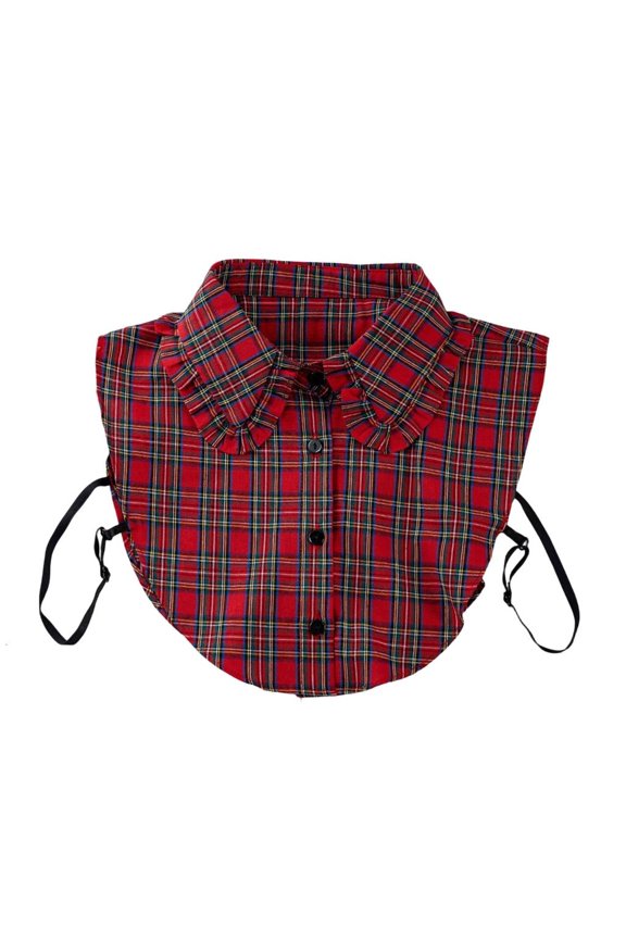Checkered Pattern Detachable Collar False Collar Half Shirt For Daily Outfit