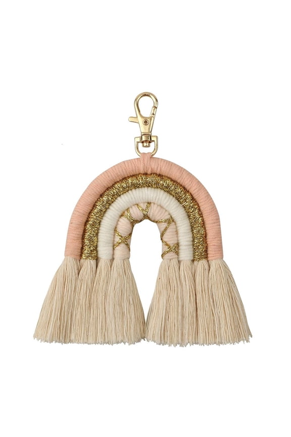 Chic Tassel Macrame Keyrings Weaving Rainbow Keychain for Daily Going out Trips