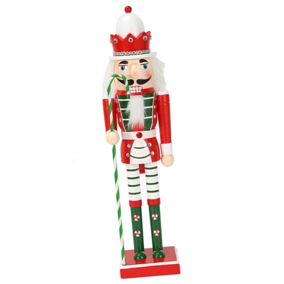 Giaone Christmas Decoration Wood Nutcrackers Figurine with Candy Stick for Display