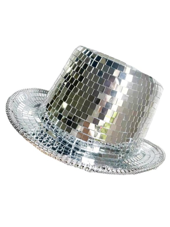 Panama Hat Sparkly Mirrored Hat for Disco House Cocktail Parties