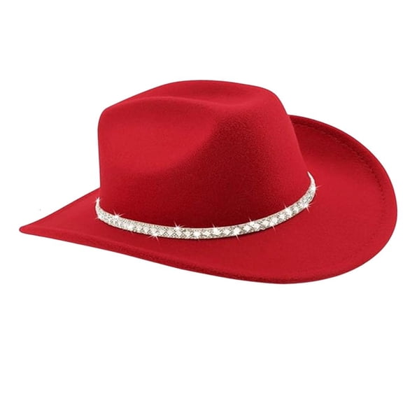 Giaone Comfortable Woolen Cowboy Hats Rhinestones Accented For Everyday Wear