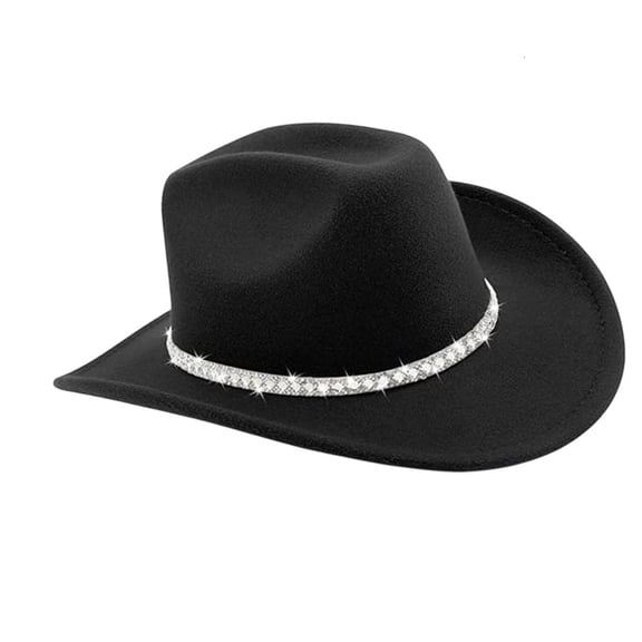 Giaone Comfortable Woolen Cowboy Hats Rhinestones Accented For Everyday Wear