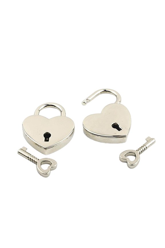 Couple Keychain Pendant Love Shaped Lock Keychain Set Heart Padlock with Key