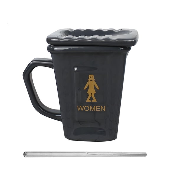 Giaone Creative 400ml Ceramic Toilet Cup Features Removable Metal Straw Brewing Fun And Safe Drinking