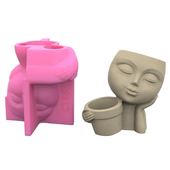 Giaone Creative Human Face for Doll Silicone Mold Epoxy Resin Casting Succulent Pot