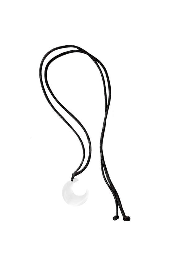 Crescent Moon Pendant Necklace Black Rope Neck Chain Jewelry for Women Men