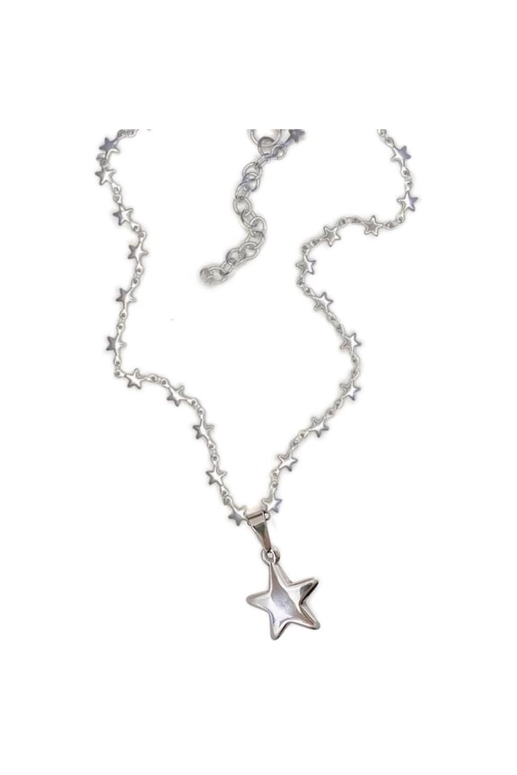 Dainty Star Chain Necklace Pentagram Pendant Clavicle Chain Chunky Chains