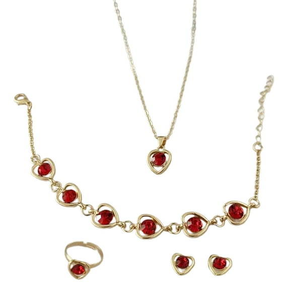 Giaone Delicate Heart Necklace and Earring Set Multifuntional Fashion Bracelet
