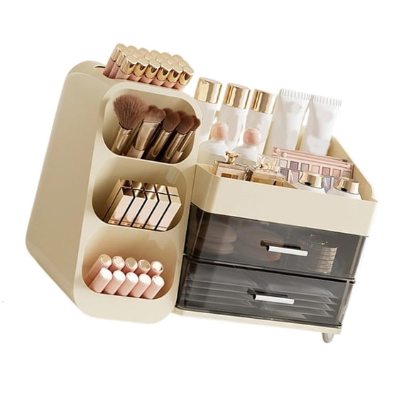 Giaone Efficient Makeup Storage With Compartments for Cosmetics Transparent ABS Box Practical Compact Display Case