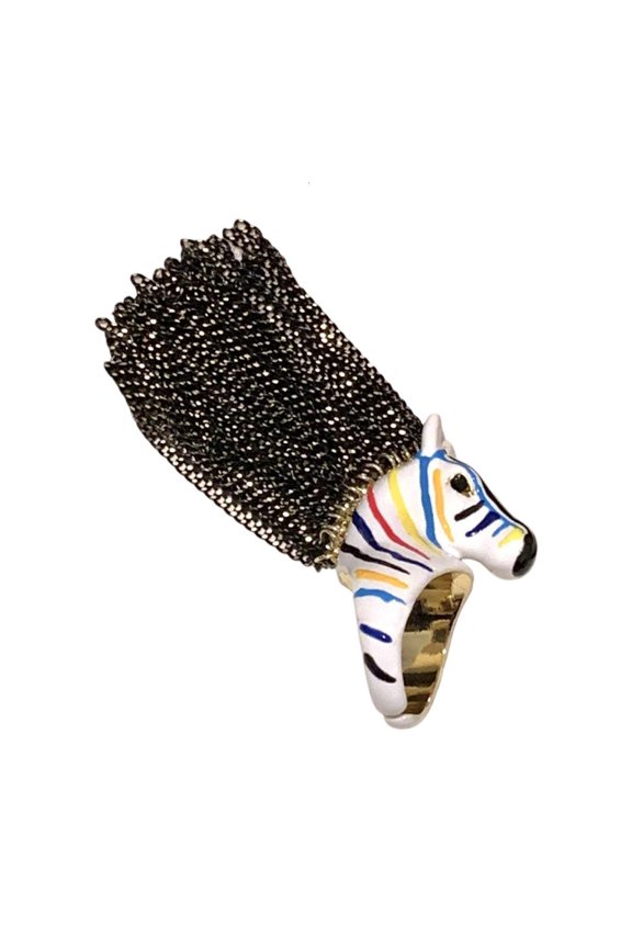 Elegant Adjustable Zebras Head Fringe Rings Alloy Statement Jewelry For Her